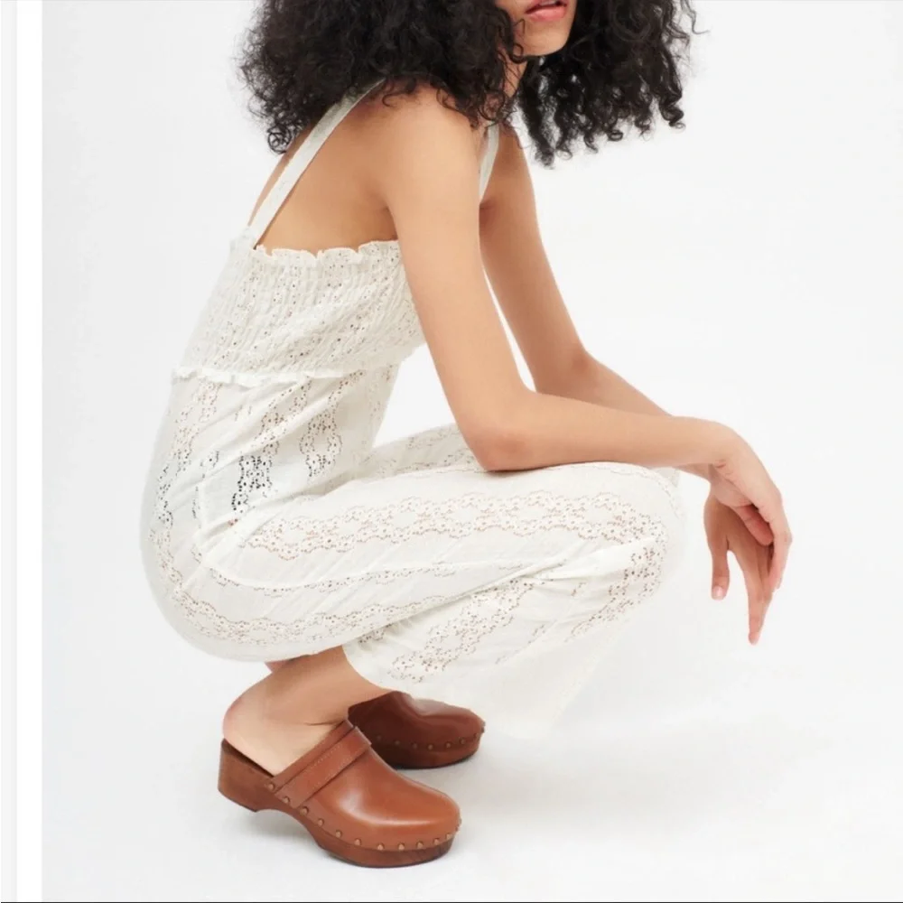 Zara NWT Embroidered Eyelet Cropped Jumpsuit - Picture 3 of 13